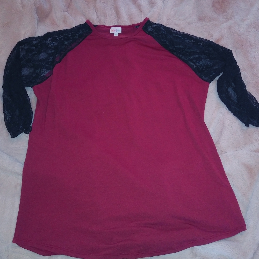 Lularoe 2x wine black lace 3/4 sleeve